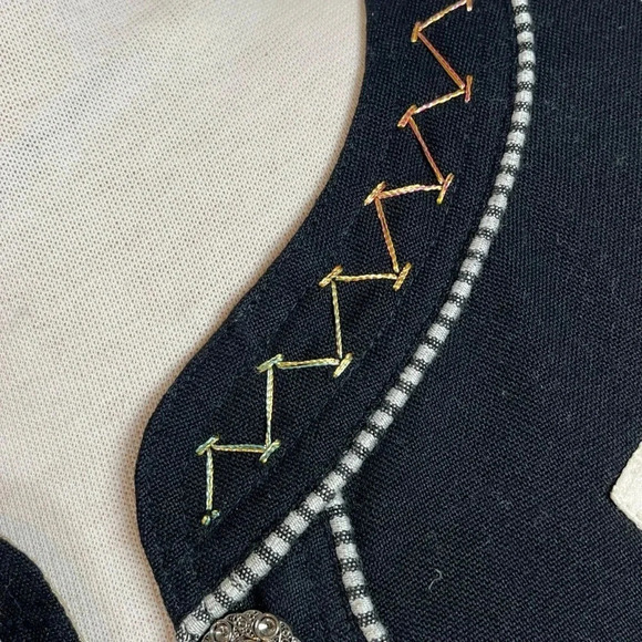 Yak Magik  Fun Funky‎ Embellished Cotton Silk Vintage Jacket Women Size Large - Picture 5 of 12